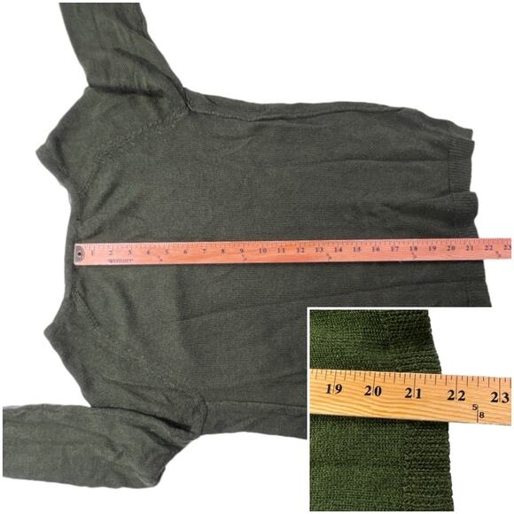 Zara Knit Floral Chiffon Sweater Tunic High Low Split Hem Long Sleeves Green - Picture 11 of 12